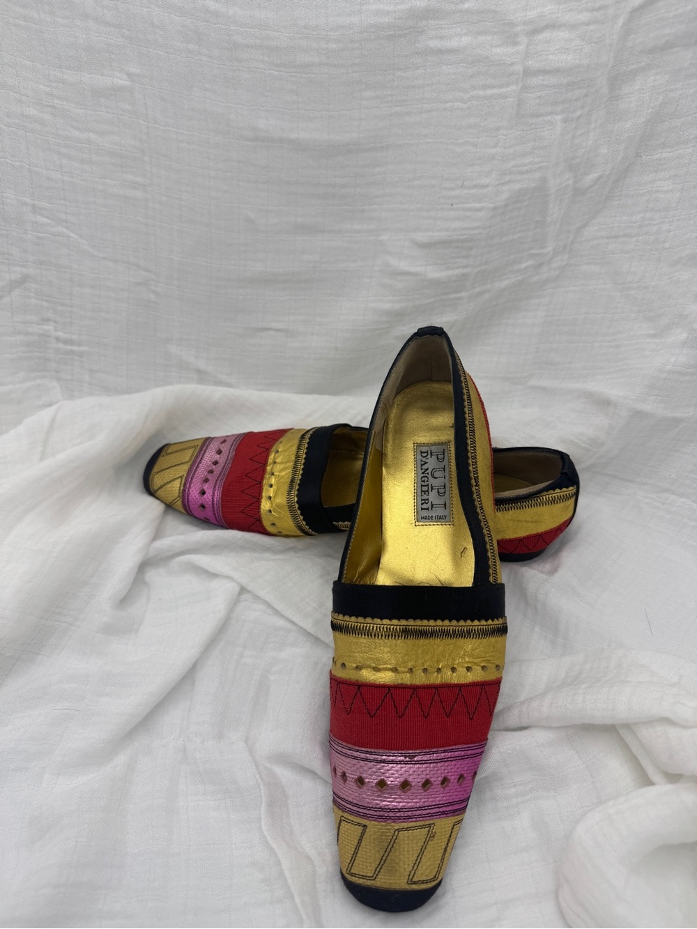 ITALIAN Multicolor Embroidered Loafers - Pink, Red & Gold
